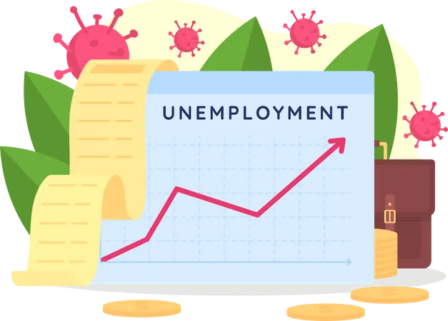 Diagramm zur steigenden Arbeitslosigkeit  Illustration