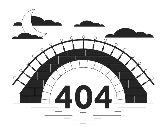 Steinbrücke schwarz weiß Fehler 404 Flash-Meldung  Illustration