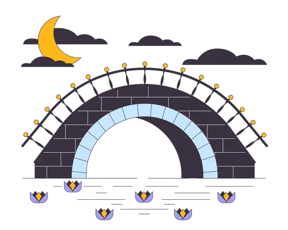 Steinbrücke unter dem Fluss  Illustration