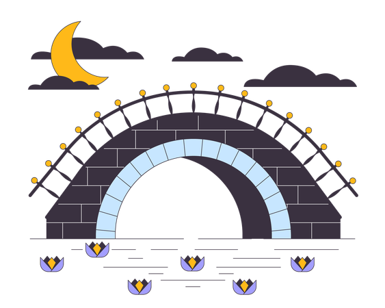 Steinbrücke unter dem Fluss  Illustration