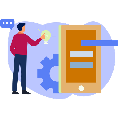Step-by-step guide on creating a mobile app featuring design development and testing phases  Illustration