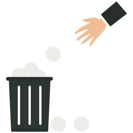 Step of hand trash the paper in dustbin  Illustration