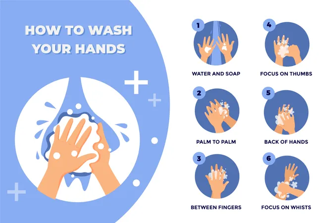 Steps of How to Wash your Hands Illustration