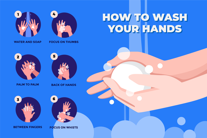 Steps of How to Wash your Hands  Illustration