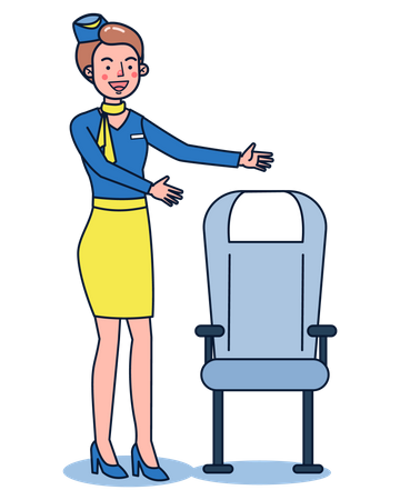 Stewardess begrüßt Gäste  Illustration