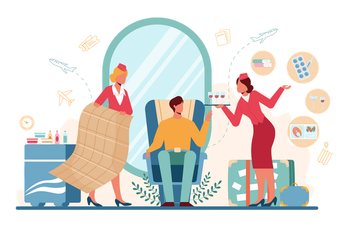 Stewardess service  イラスト