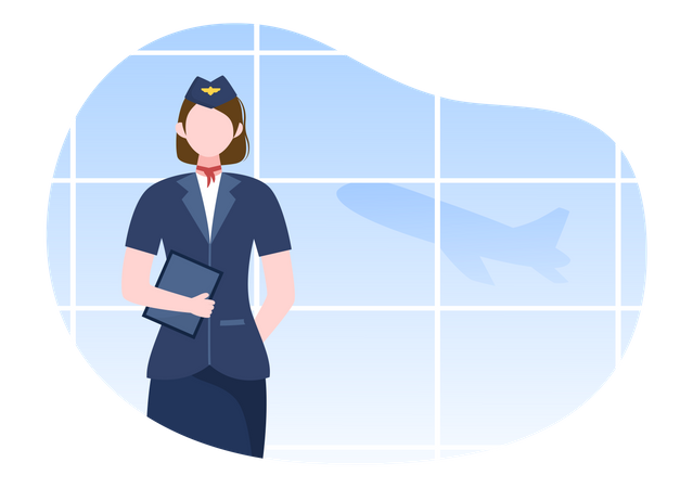 Stewardess stehend  Illustration