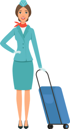 Stewardess With Luggage  Illustration