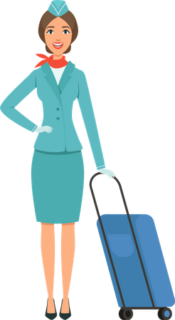 Stewardess With Luggage  イラスト