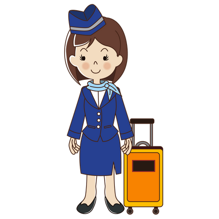 Stewardess with yellow luggage Illustration