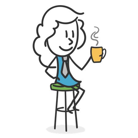 Stick girl drinking coffee  イラスト