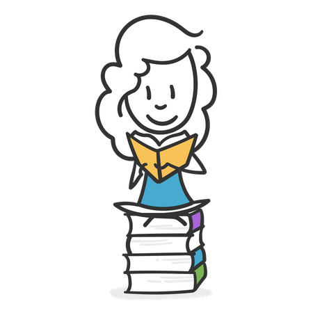 Stick girl lover of reading  일러스트레이션