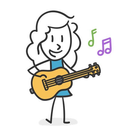 Stick girl playing Guitar  Illustration