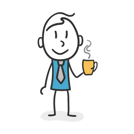 Stick man drinking coffee  Illustration