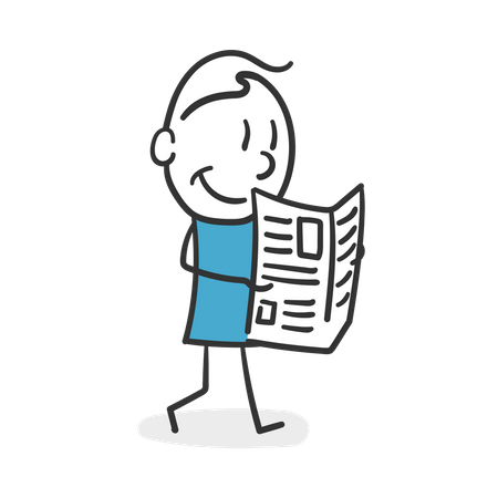 Stick man reading the newspaper  일러스트레이션