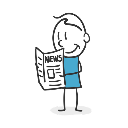 Stick man reading the newspaper  일러스트레이션