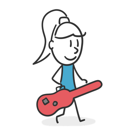 Stick woman with a guitar  Illustration