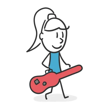 Stick woman with a guitar Illustration