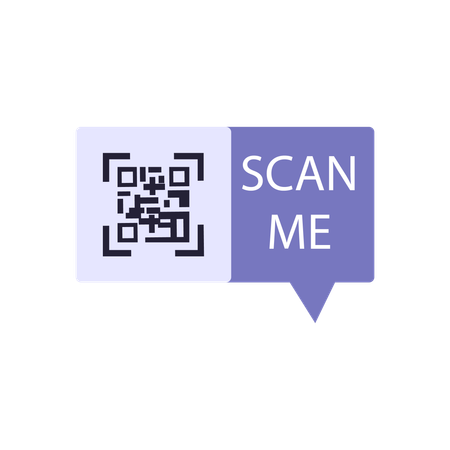 Sticker in form of message with QR code sign and scan me text  Illustration