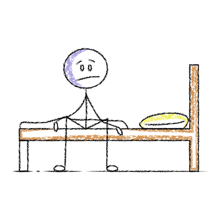 Stickman sentado en la cama  Ilustración
