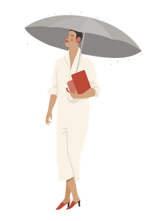 Stilvolle Frau mit Regenschirm  Illustration