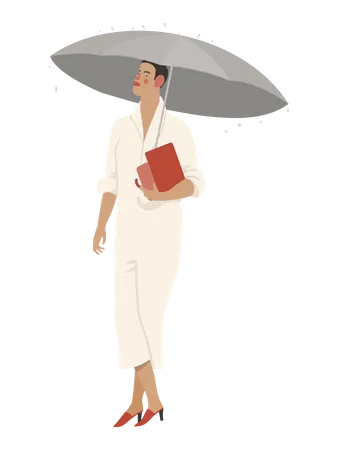 Stilvolle Frau mit Regenschirm  Illustration