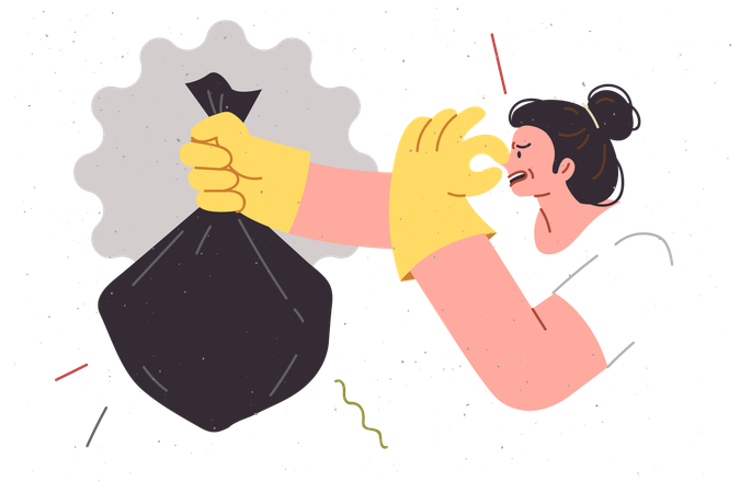 Stinking bag of garbage  Illustration