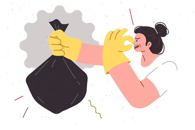 Stinking bag of garbage  Illustration