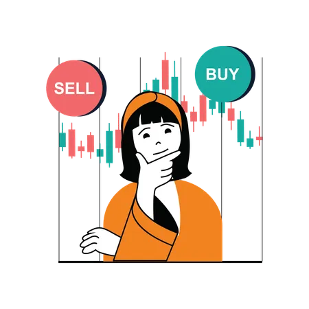 Stock buy or sell choice making  일러스트레이션