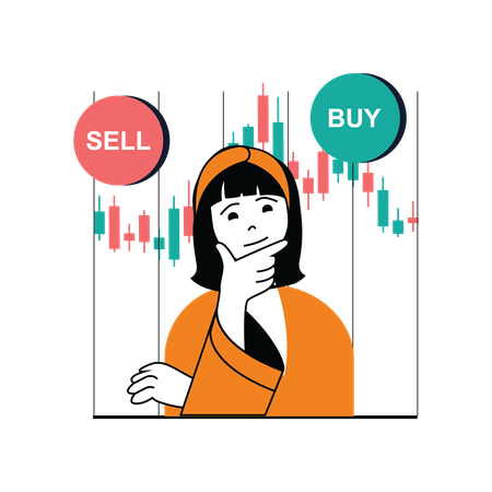 Stock buy or sell choice making  Illustration