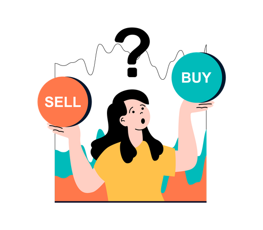 Stock buy or sell confusion Illustration
