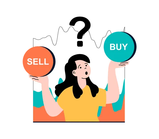Stock buy or sell confusion Illustration