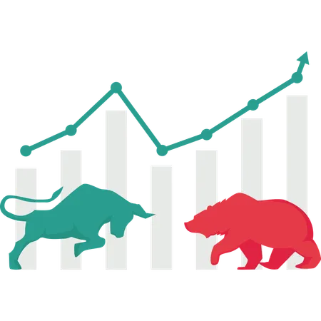 Bull And Bear Market Competition Illustration