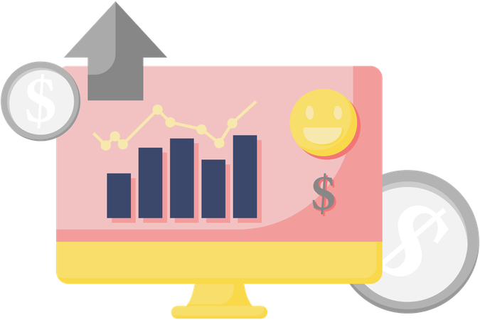 Stock growth on monitor  Illustration