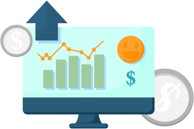 Stock growth on monitor  Illustration