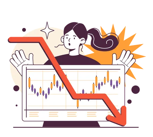Stock Indices Depreciation As A Recession Indicator Downward Currency Money Crisis Significant Widespread And Prolonged Economic Slow Down Or Stagnation Flat Vector Illustration Illustration