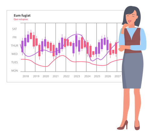 Stock market analysis by woman  Illustration