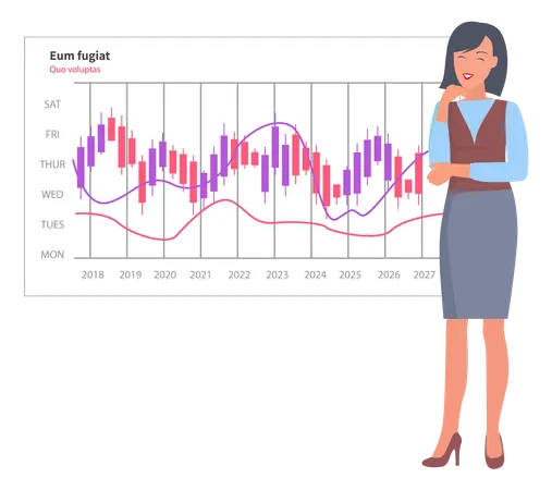 Stock market analysis by woman  Illustration