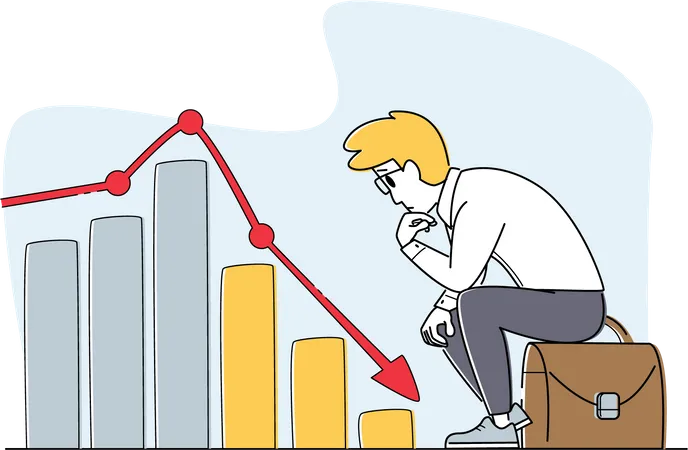 Stock market broker feeling anxious due to market loss Illustration