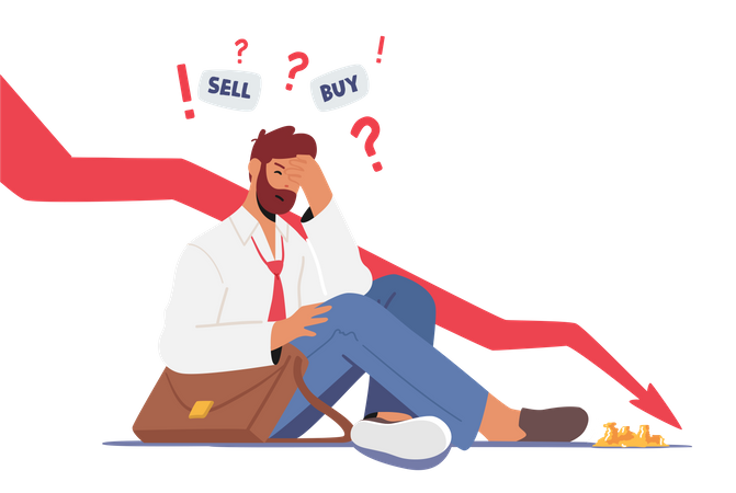 Stock Market Broker Feeling Anxious  Illustration