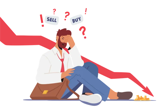 Stock Market Broker Feeling Anxious  Illustration