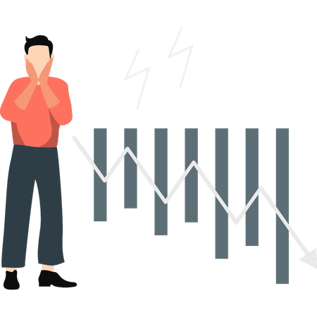 Stock market broker felling anxious due to market loss  Illustration