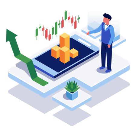 Stock market growth analysis  Illustration