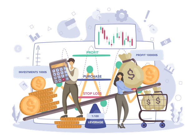 Stock market leverage  Illustration