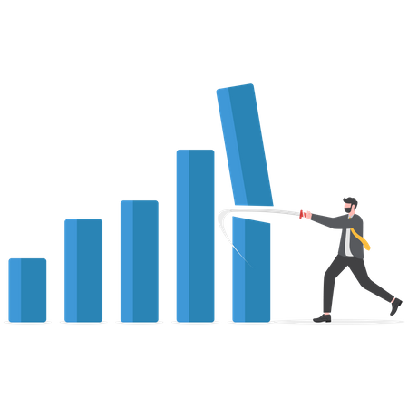 Stock market price correction or global economic slowdown  Illustration