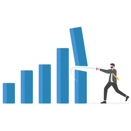 Stock market price correction or global economic slowdown  Illustration