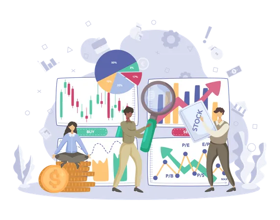 Trader Financial Investment Concept Stock Market Profit Increase And Finance Growth Vector Illustration In Flat Style Illustration