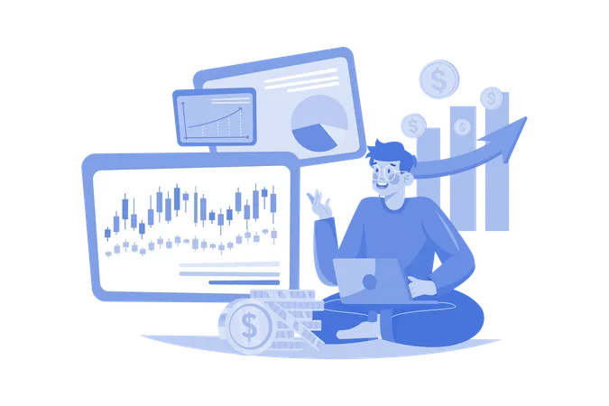 Stock Market Research Illustration Concept On A White Background Illustration