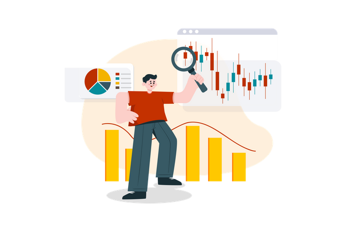 Stock Market Research  Illustration