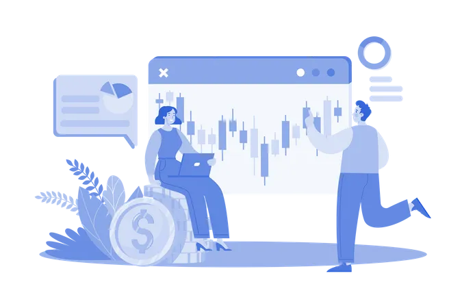 Stock market trading analysis  Illustration